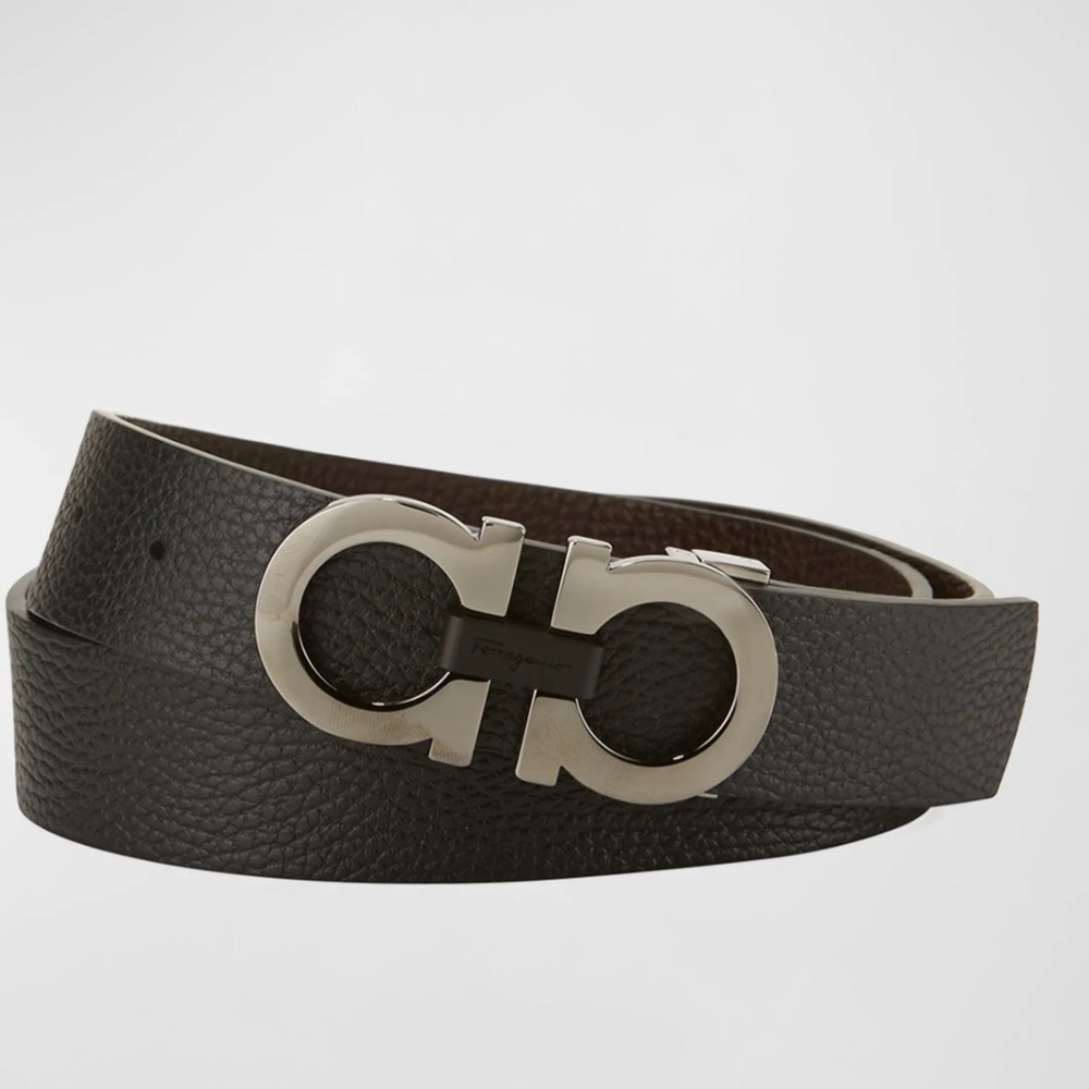 Ferragamo Ajustable & Reversible Double-Gancini Buckle Leather Belt 46 (115) NEW